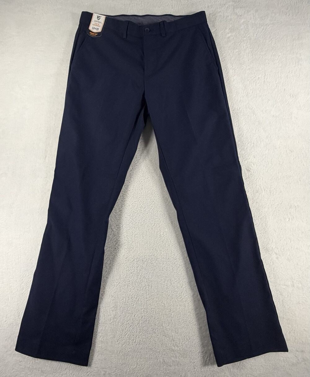 Cremieux Mens Blue Atwood Performance 32x30 Flat Front Pants NWT